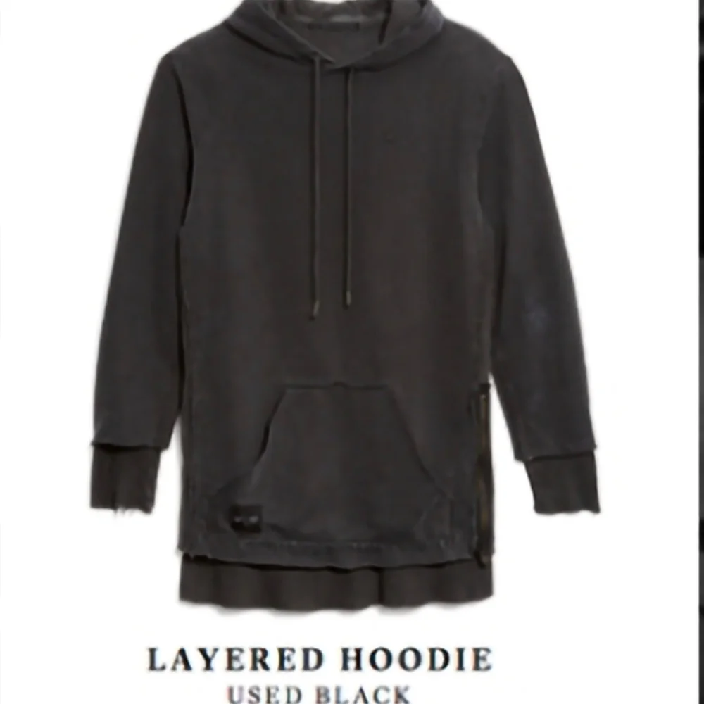 True Religion X Westbrook Layered Washed Black Gray Hoodie